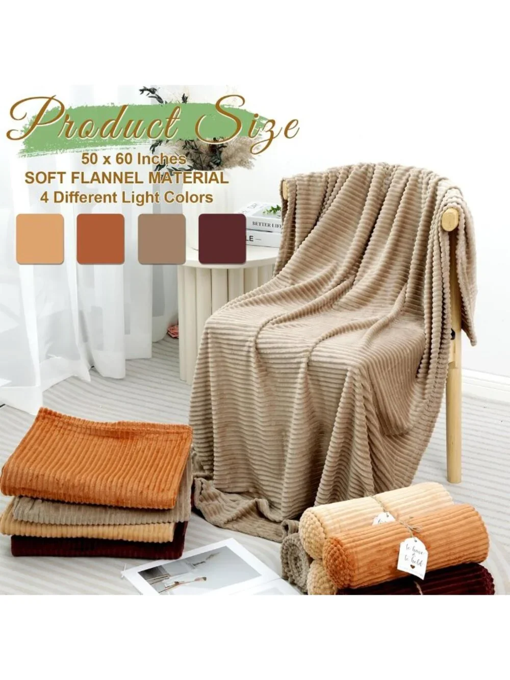 12 Pcs Soft Terracotta Throw Blankets 50x60